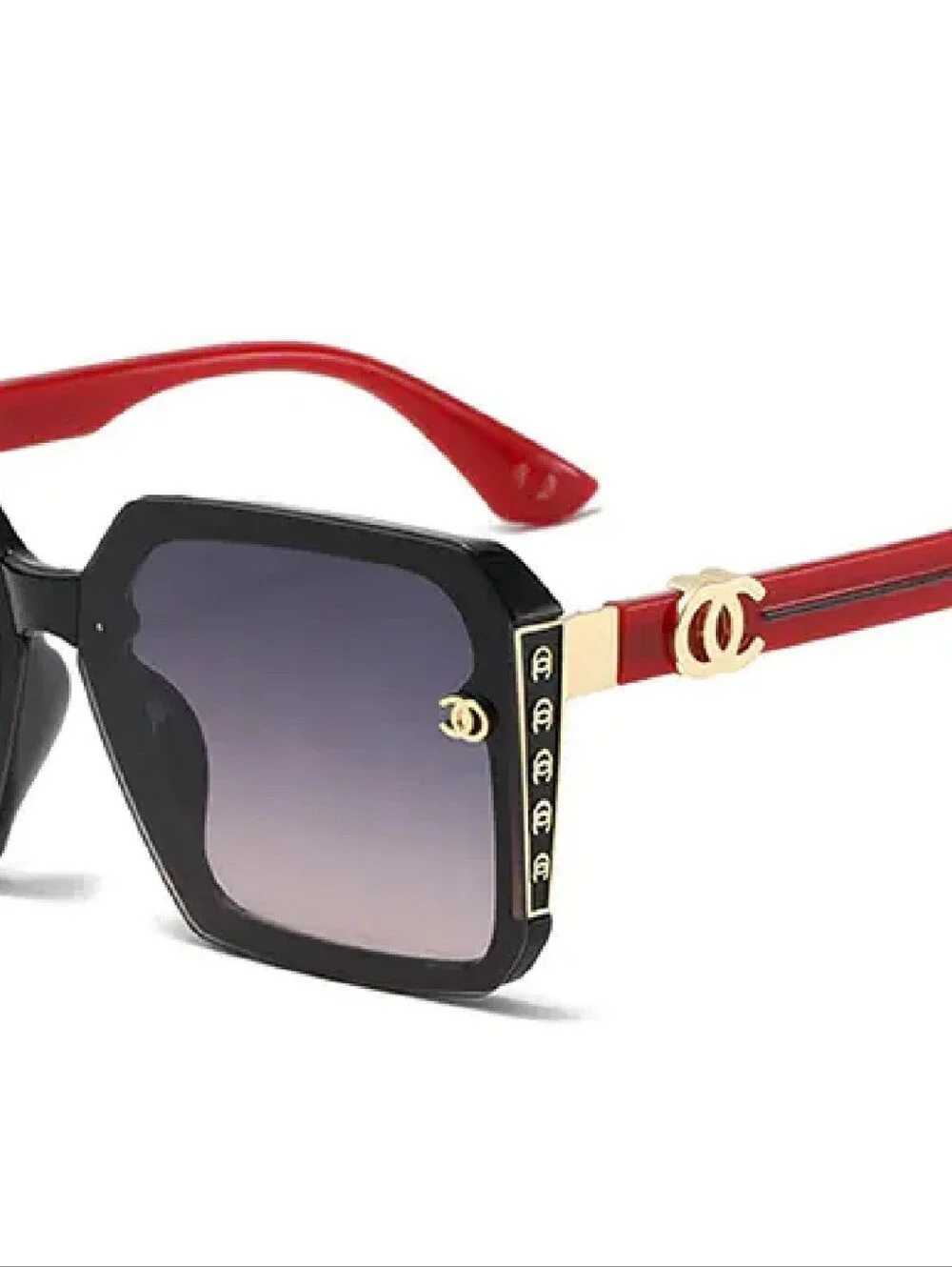 Fashion Designer-Inspired Black Square Sunglasses